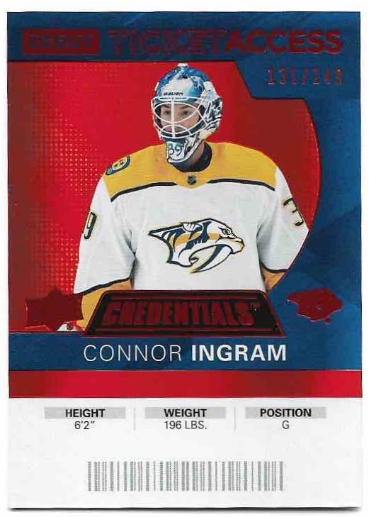 Rookie Orange Debut Ticket Access CONNOR INGRAM 20-21 UD Credentials /149