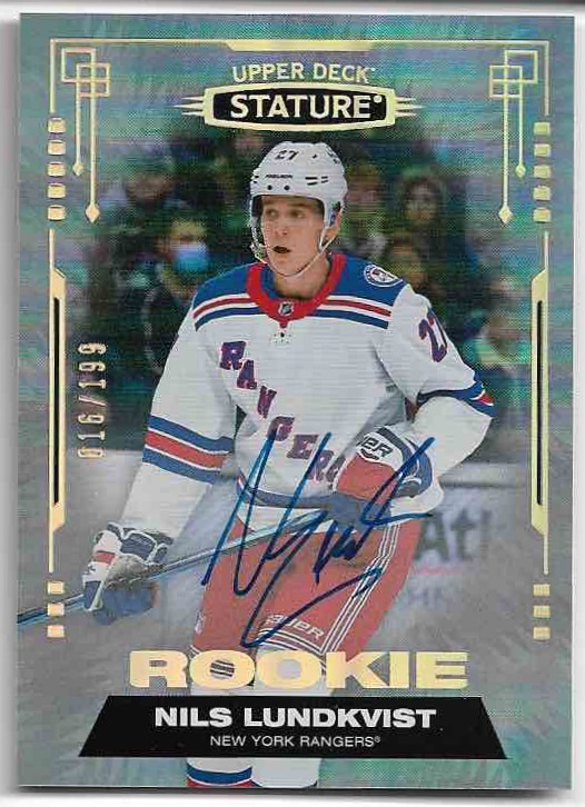 Auto Rookie NILS LUNDKVIST 21-22 UD Stature /199