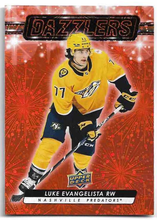 Rookie Dazzlers Orange LUKE EVANGELISTA 23-24 UD Series 2
