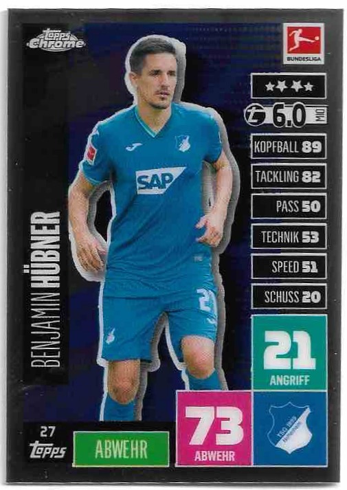 BENJAMIN HUBNER 20-21 Topps Chrome Match Attax Bundesliga