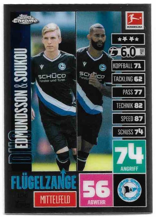 Flugelzange EDMUNDSSON/SOUKOU 20-21 Topps Chrome Match Attax Bundesliga