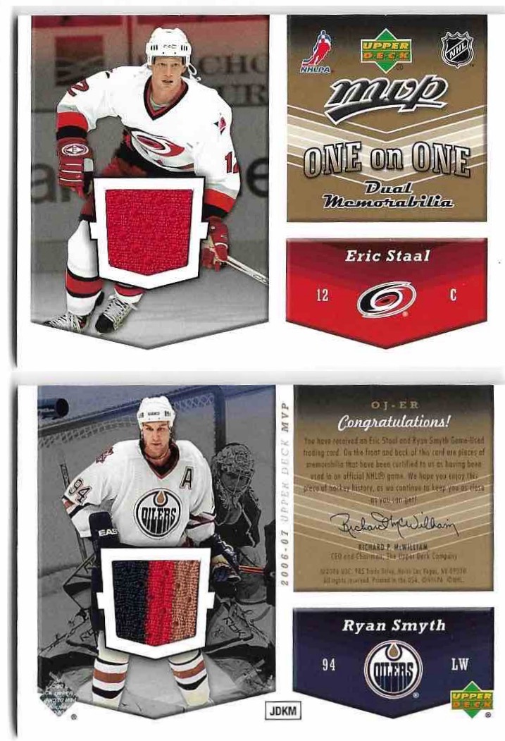 Jersey One on One Dual Memorabilia ERIC STAAL/RYAN SMYTH 06-07 UD MVP