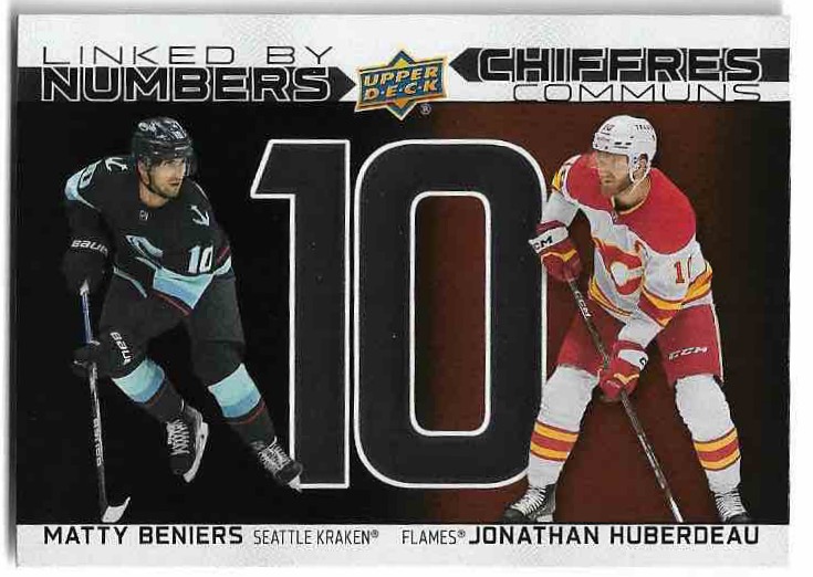 Linked By Numbers MATTY BENIERS/JONATHAN HUBERDEAU 23-24 UD Tim Hortons Greatest Duos
