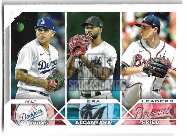 ERA Leaders URIAS/ALCANTARA/FRIED 2023 Topps Series 1 Baseball