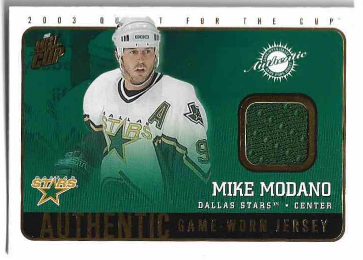 Jersey Authentic Game-Worn MIKE MODANO 02-03 Pacific Quest for the Cup (lehce naražený růžek)