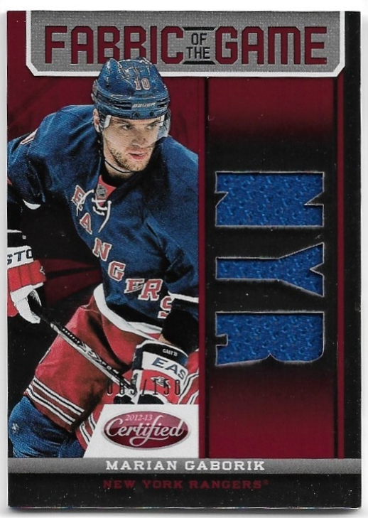 Jersey Fabric of the Game MARIÁN GÁBORIK 12-13 Panini Certified Hockey /150