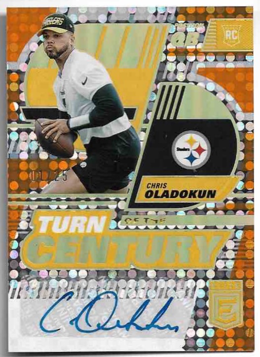 Auto Rookie Black Gold Turn of the Century CHRIS OLADOKUN 2023 Panini Donruss Elite Football /25