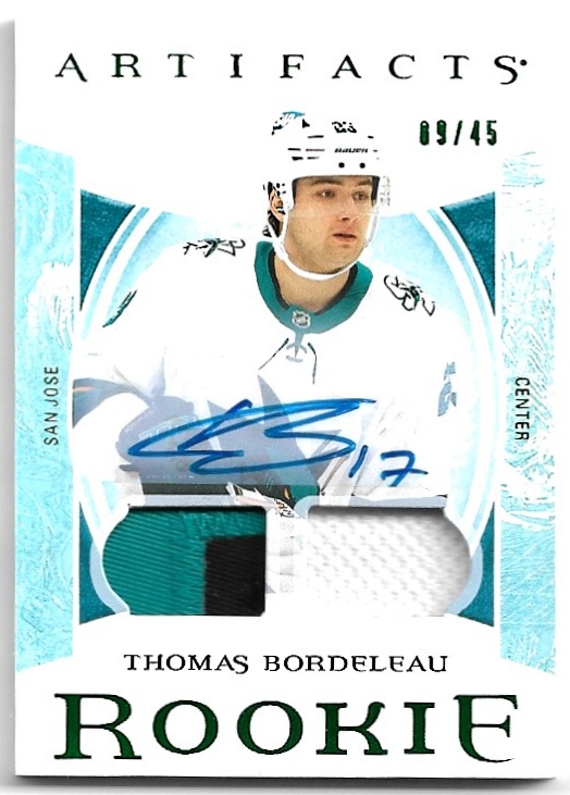 Auto Patch Rookie Emerald Material THOMAS BORDELEAU 22-23 UD Artifacts /45