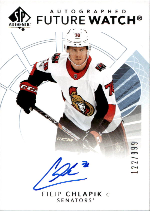 Auto Rookie Future Watch FILIP CHLAPÍK 17-18 UD SP Authentic /999
