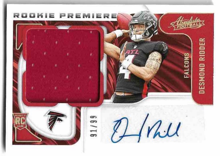 Auto Jersey Spectrum Rookie Premiere Materials DESMOND RIDDER 2022 Panini Absolute Football /99