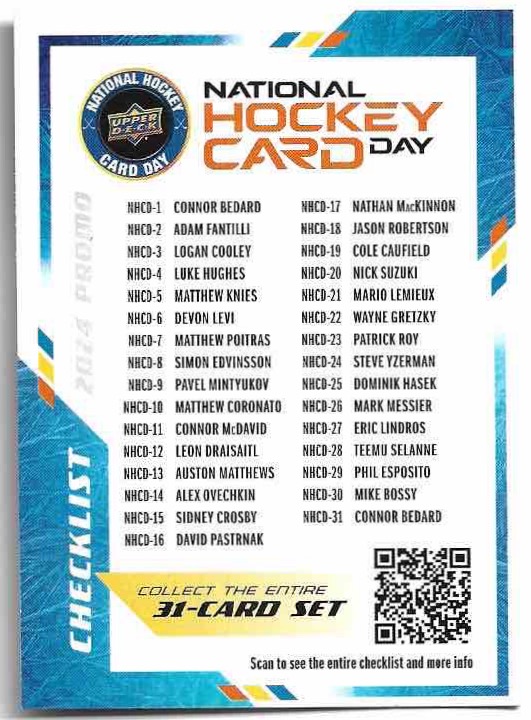 Checklist 2024 UD National Hockey Card Day