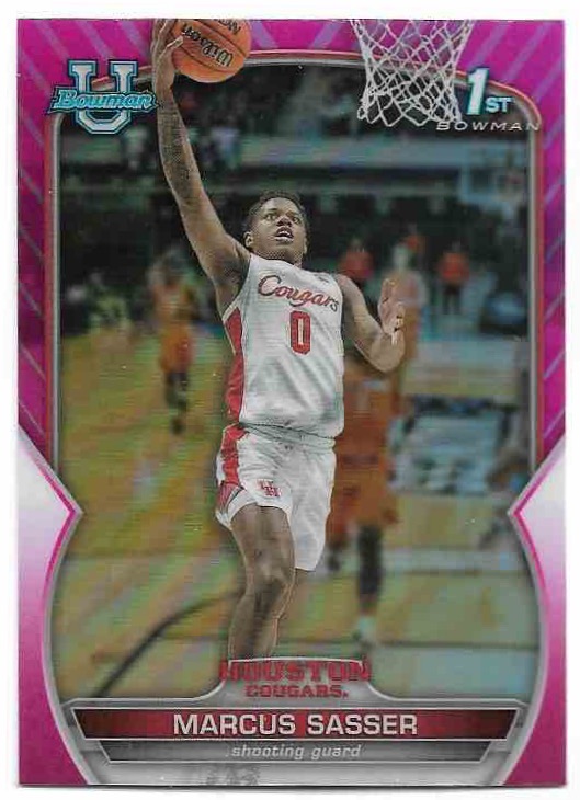 Pink Refractor MARCUS SASSER 22-23 Bowman University Chrome Basketball