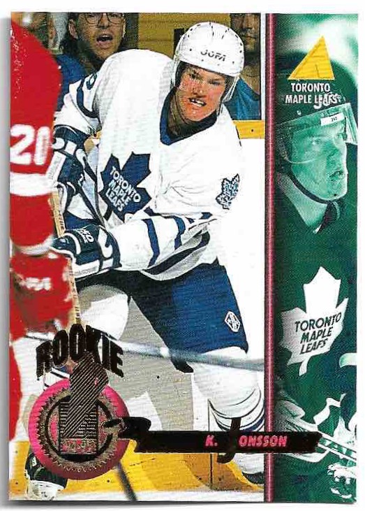 Rookie KENNY JOHNSSON 94-95 Pinnacle (trochu barvy na kartě)