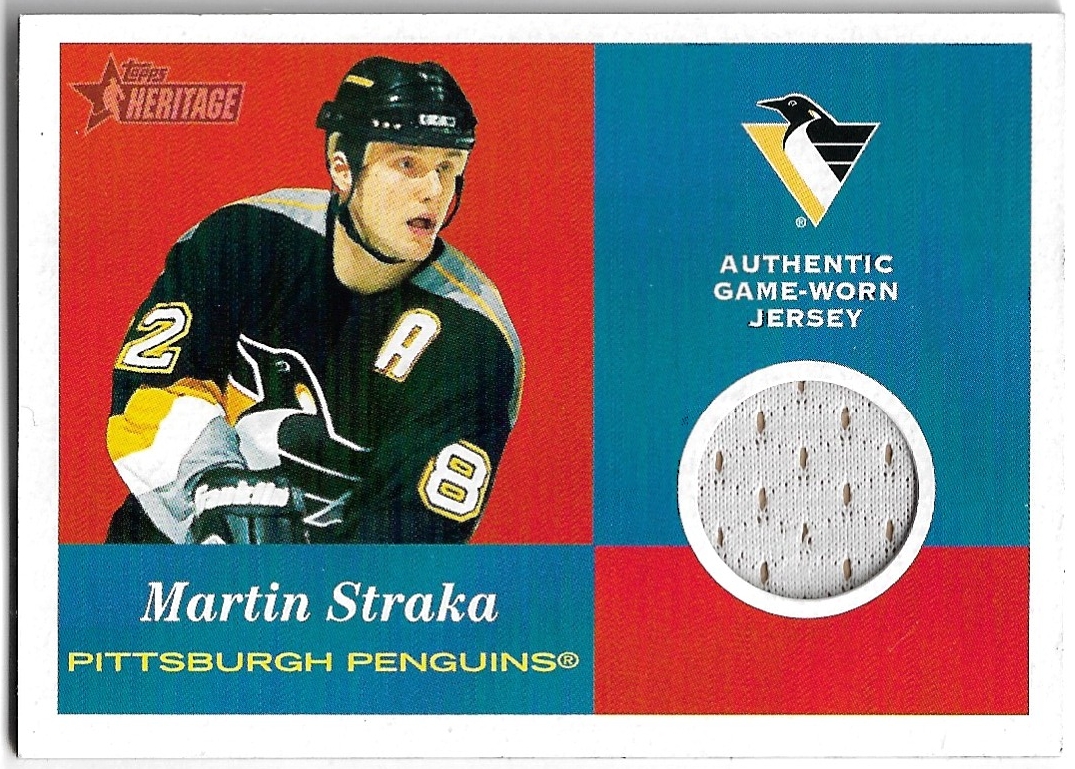 Jersey Game-Worn MARTIN STRAKA 01-02 Topps Heritage (malinko barvy zezadu)