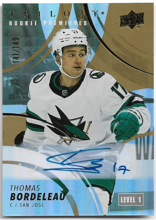 Auto Gold Level 1 Rookie Premieres THOMAS BORDELAU 22-23 UD Trilogy /149