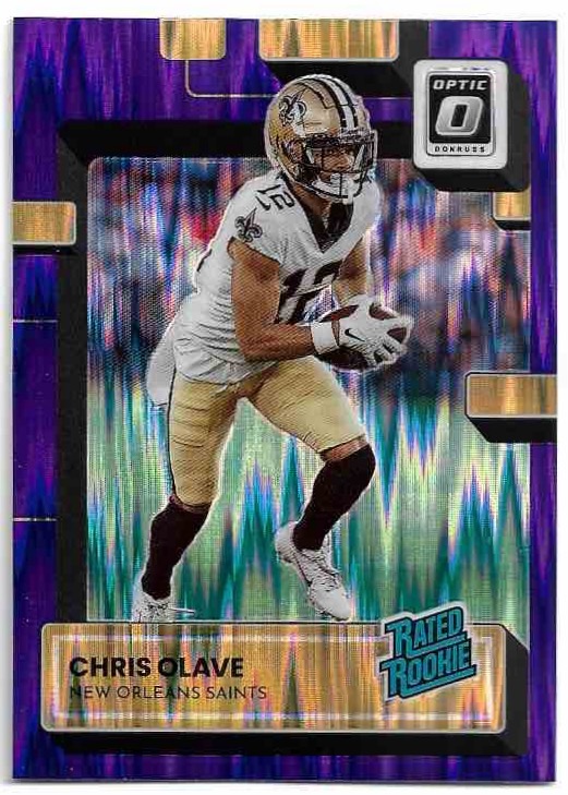 Purple Shock Rated Rookie CHRIS OLAVE 2022 Panini Donruss Optic Football