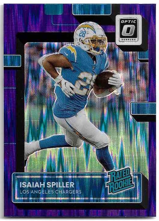 Purple Shock Rated Rookie ISAIAH SPILLER 2022 Panini Donruss Optic Football