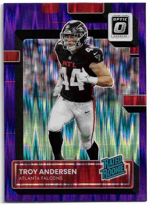 Purple Shock Rated Rookie TROY ANDERSEN 2022 Panini Donruss Optic Football