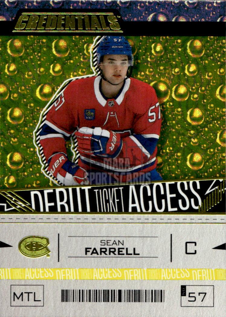 Rookie Debut Ticket Acess Yellow SEAN FARRELL 23-24 UD Credentials