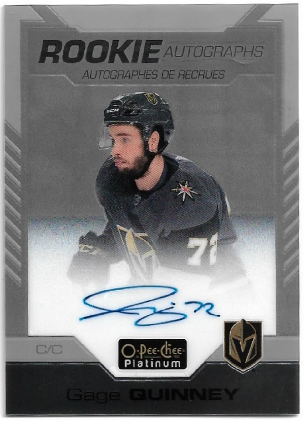 Autographs Rookie GAGE QUINNEY 20-21 UD O-Pee-Chee OPC Platinum