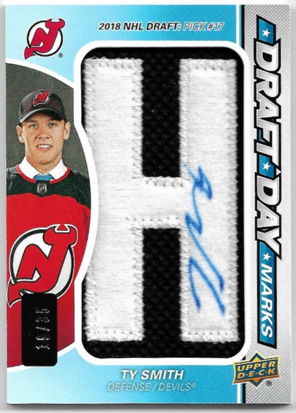 Auto Patch Rookie Draft Day Marks TY SMITH 19-20 UD SP Game Used /35