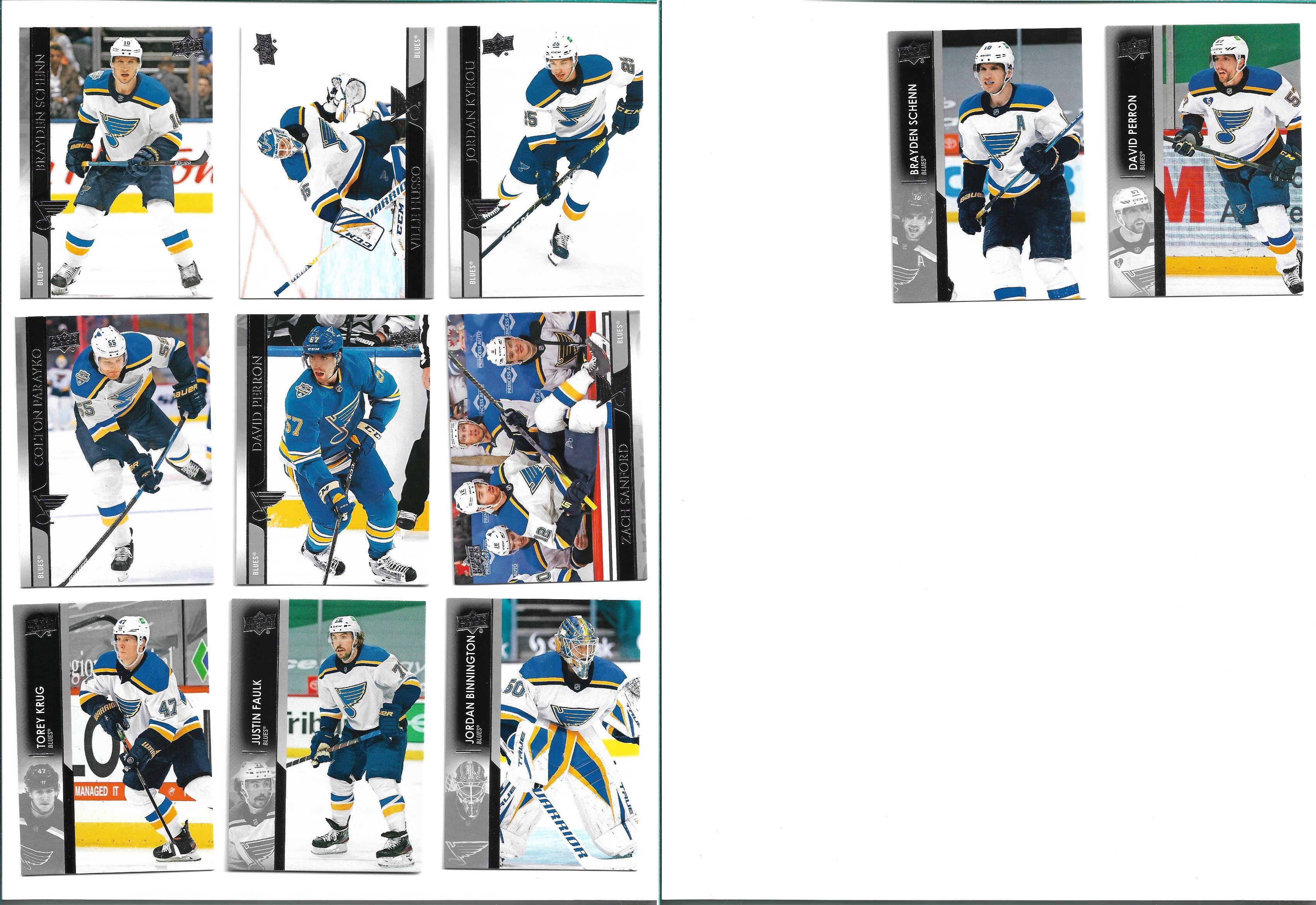 LOT řadových karet ST LOUIS BLUES - (11 kusů karet)