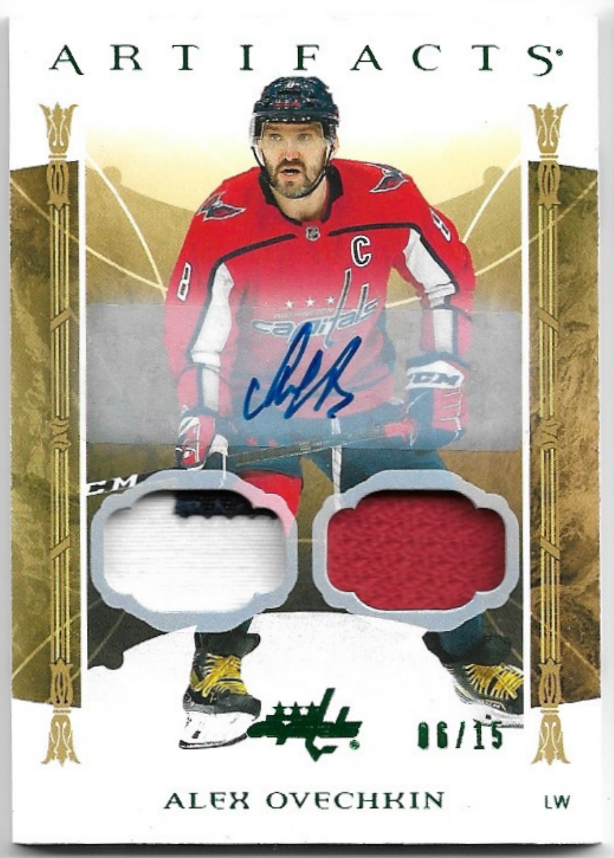 Auto Patch Material Relic Emerald ALEX OVECHKIN 22-23 UD Artifacts /15