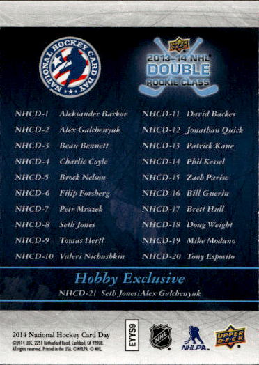 Checklist 2014 UD National Hockey Card Day