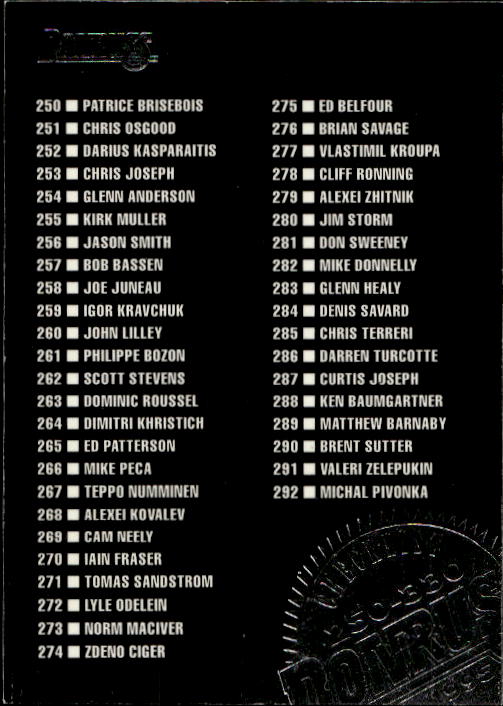 CHECKLIST 94-95 Donruss