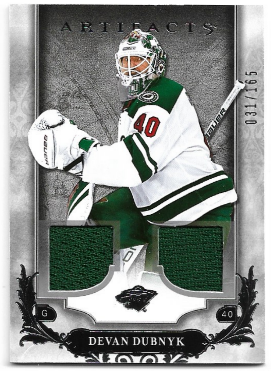 Jersey Material Silver DEVAN DUBNYK 18-19 UD Artifacts /165