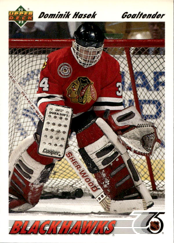 Rookie DOMINIK HAŠEK 91-92 Upper Deck (zažloutlá karta)