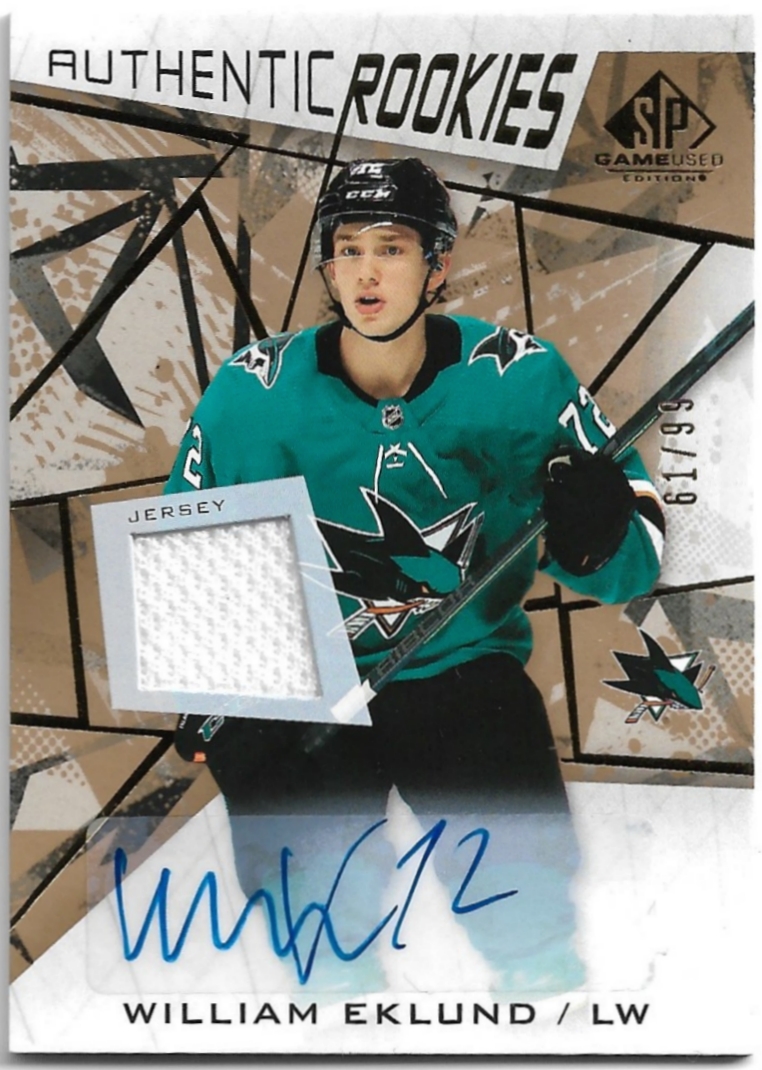 Auto Jersey Authentic Rookies WILLIAM EKLUND 21-22 UD SP Game Used /99