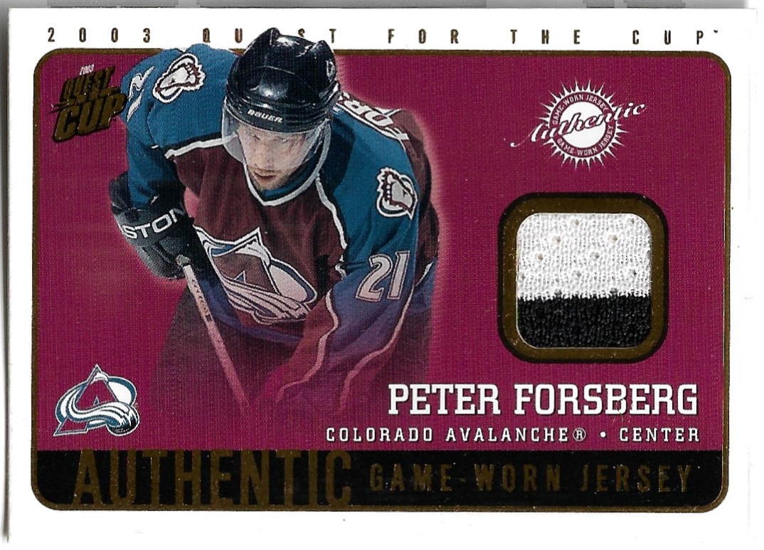 Jersey Authentic Game-Worn PETER FORSBERG 02-03 Pacific Quest for the Cup