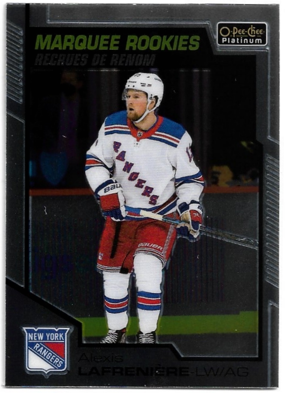 Marquee Rookies ALEXIS LAFRENIERE 20-21 UD O-Pee-Chee OPC Platinum (rýha z výroby)