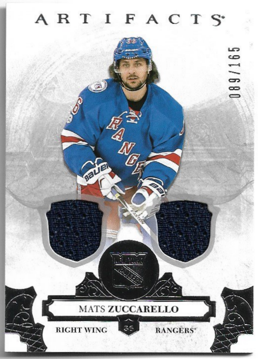 Jersey Material Silver MATS ZUCCARELLO 18-19 UD Artifacts /165