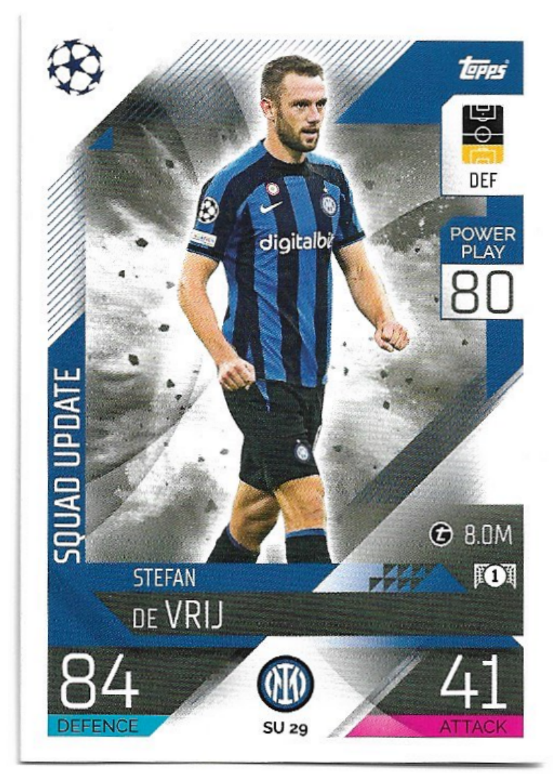 Squad Update STEFAN DE VRIJ 2023 Match Attax Extra UCL