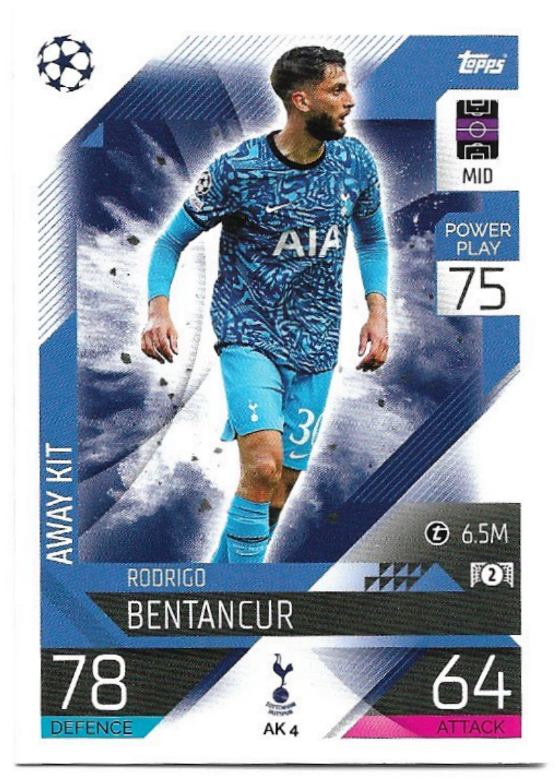 Away Kit RODRIGO BENTACUR 2023 Match Attax Extra UCL