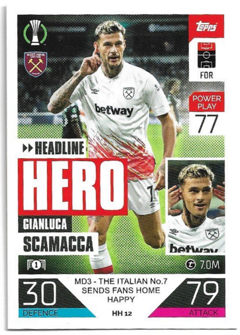 Headline Hero GIANLUCA SCAMACCA 2023 Match Attax Extra UCL