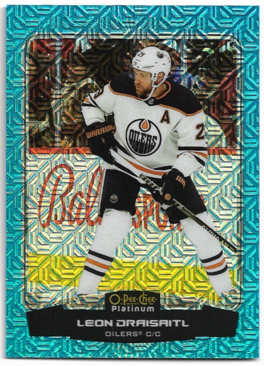 Previews Blue Traxx OPC Platinum LEON DRAISAITL 22-23 UD O-Pee-Chee OPC