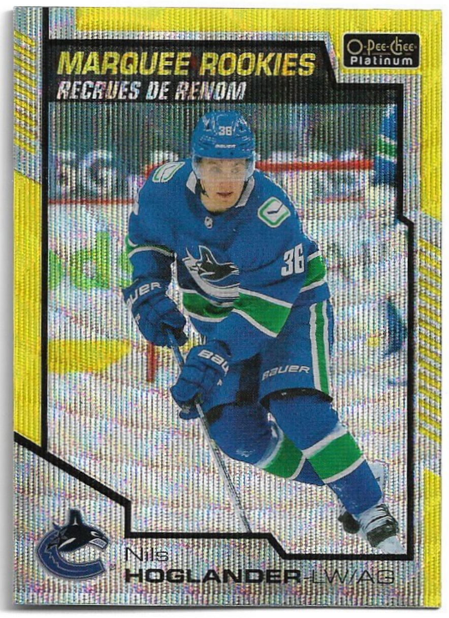 Neon Yellow Surge Marquee Rookies NILS HOGLANDER 20-21 UD O-Pee-Chee Platinum