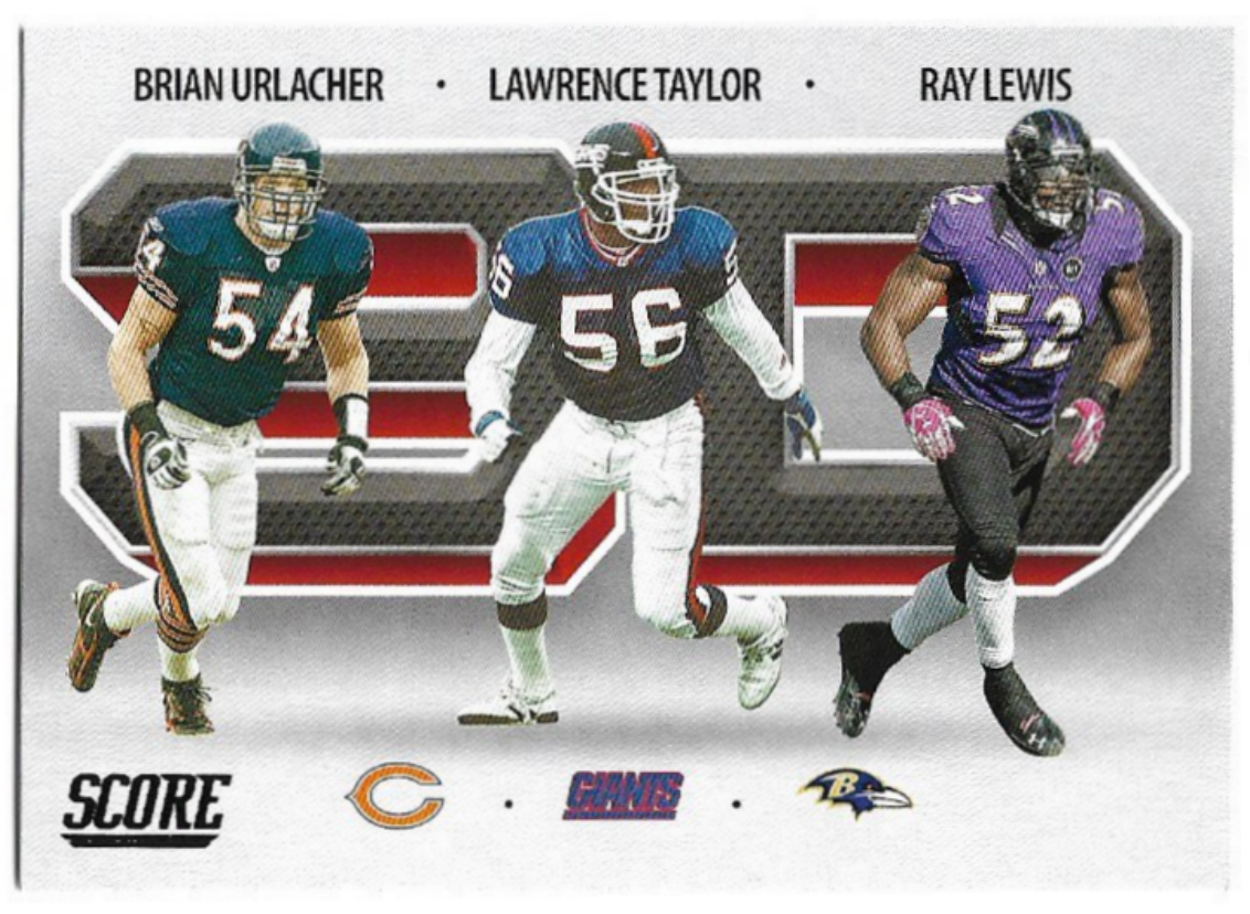 3D BRIAN URLACHER/LAWRENCE TAYLOR/RAYLEWIS 2021 Panini Score Football