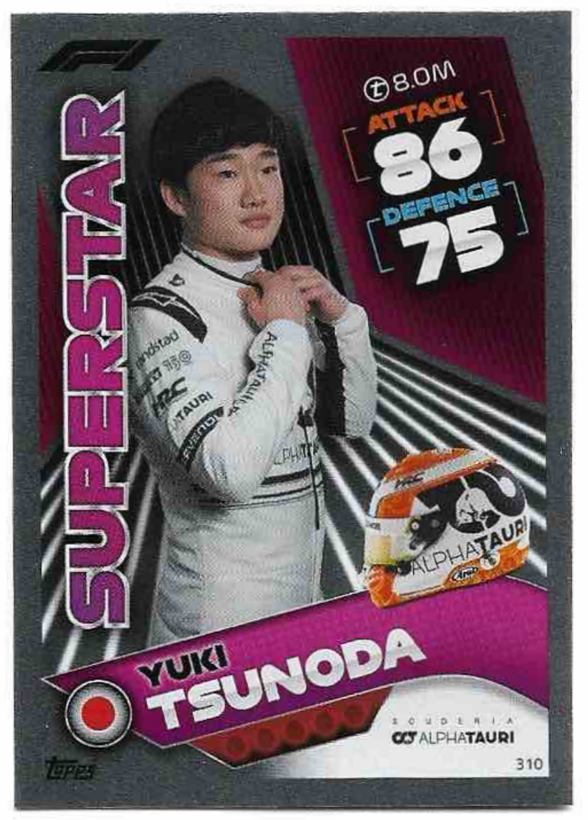 Superstar YUKI TSUNODA 2022 Topps Turbo Attax
