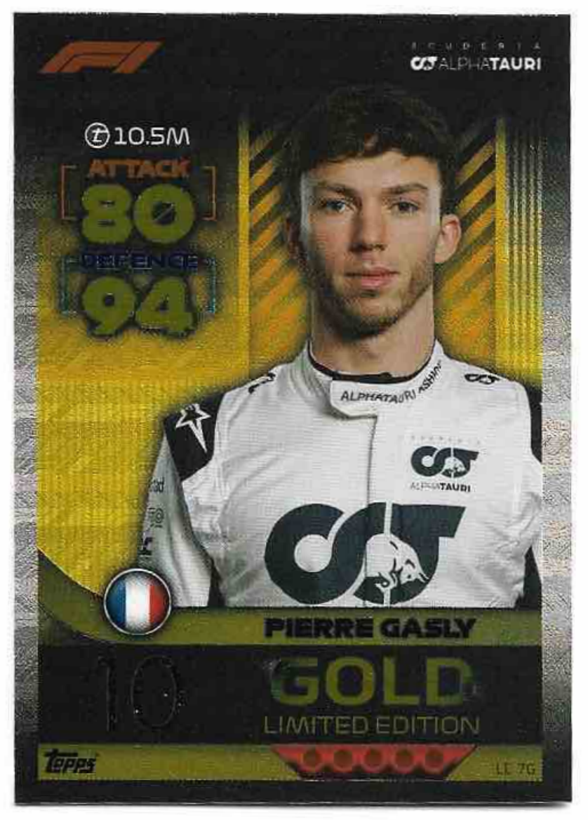Gold Limited Edition PIERRE GASLY 2022 Topps Turbo Attax