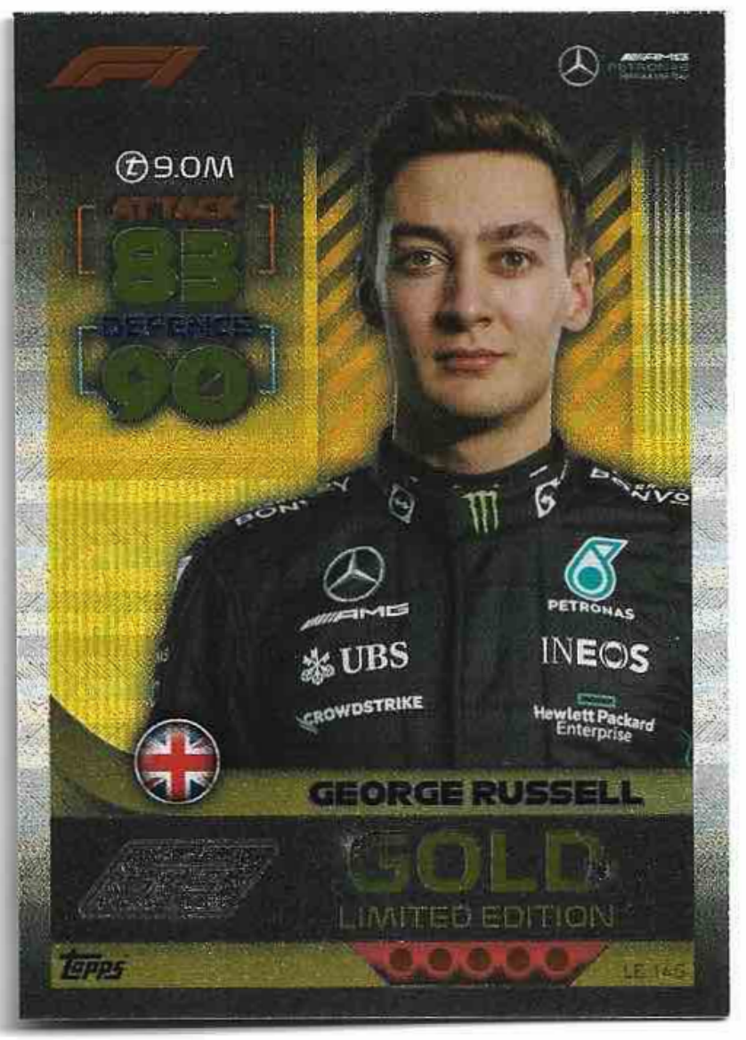Gold Limited Edition GEORGE RUSSELL 2022 Topps Turbo Attax