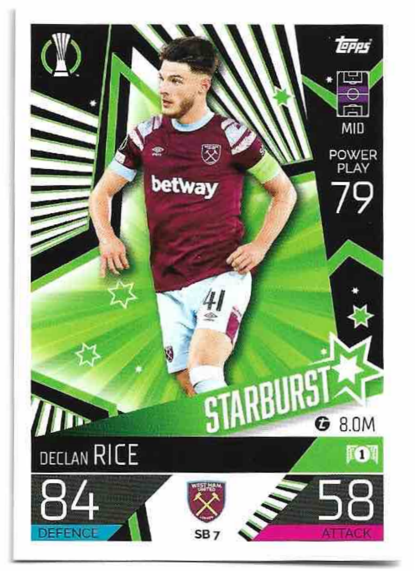 Starburst DECLAN RICE 2023 Match Attax Extra UCL