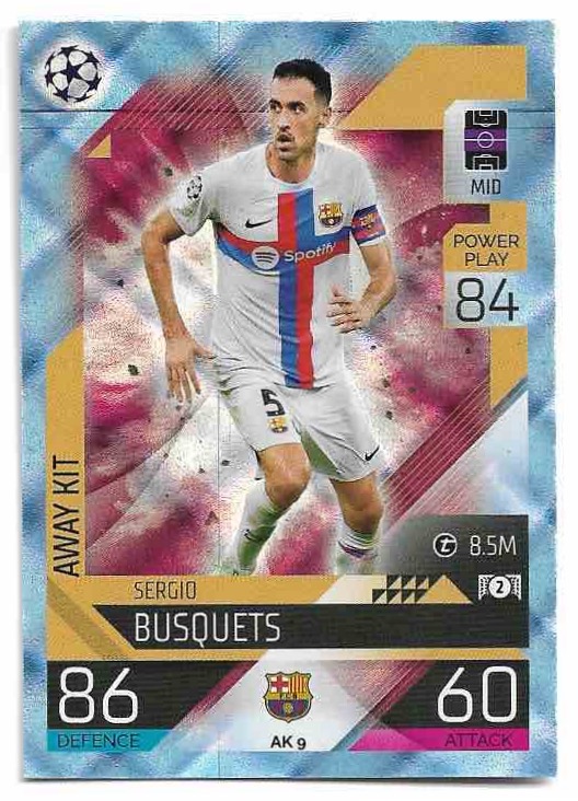 Crystal Away Kit SERGIO BUSQUETS 2023 Match Attax Extra UCL