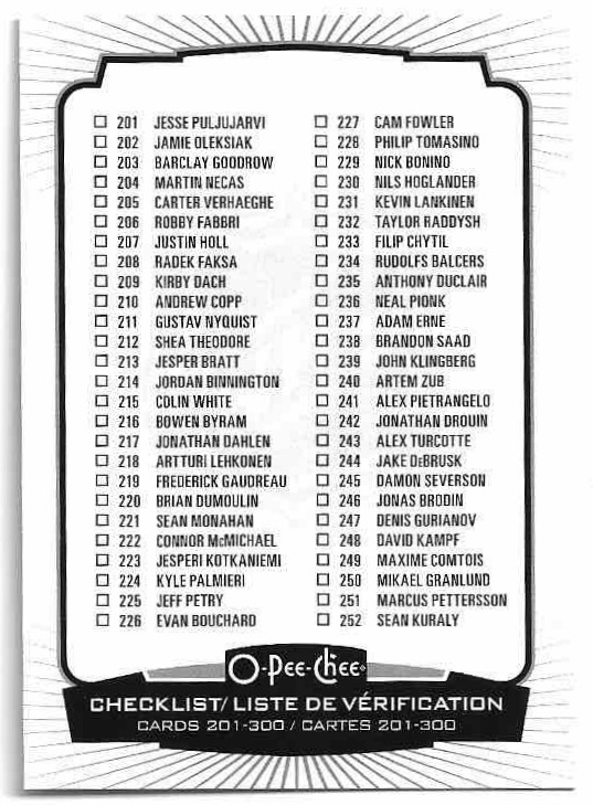 Checklist 22-23 UD O-Pee-Chee OPC