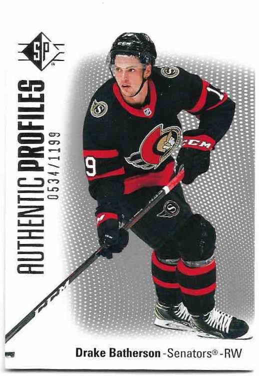 Authentic Profiles DRAKE BATHERSON 21-22 UD SP Hockey /1199