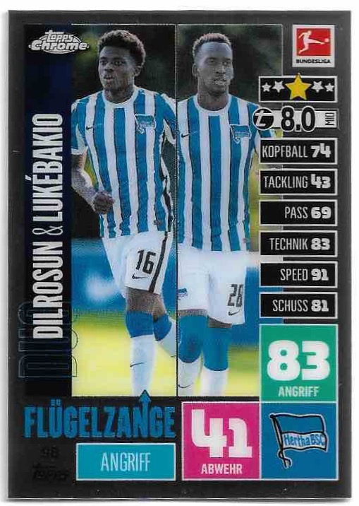 Flugelzange DILROSUN/LUKEBAKIO 20-21 Topps Chrome Match Attax Bundesliga