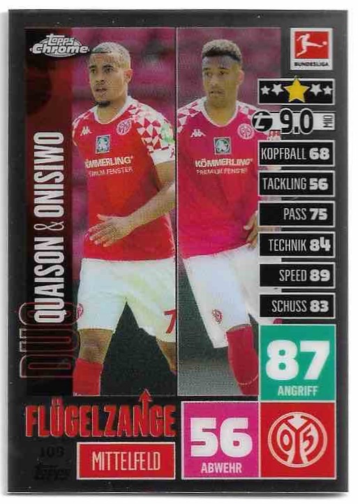 Flugelzange QUAISON/ONISIWO 20-21 Topps Chrome Match Attax Bundesliga